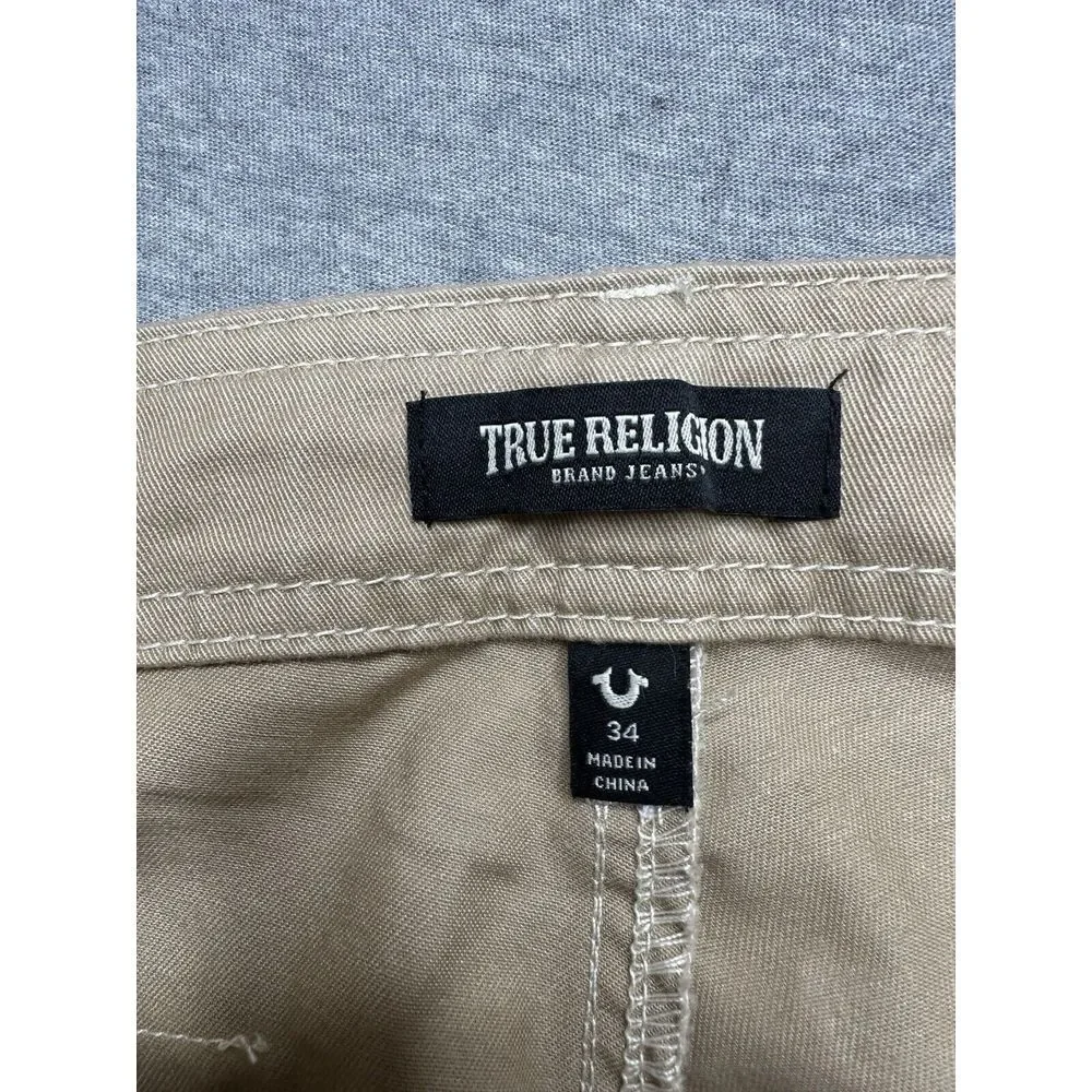 True Religion‎ Pants Mens 34X32 Tan Travertine Cargo Flat Front Straight…